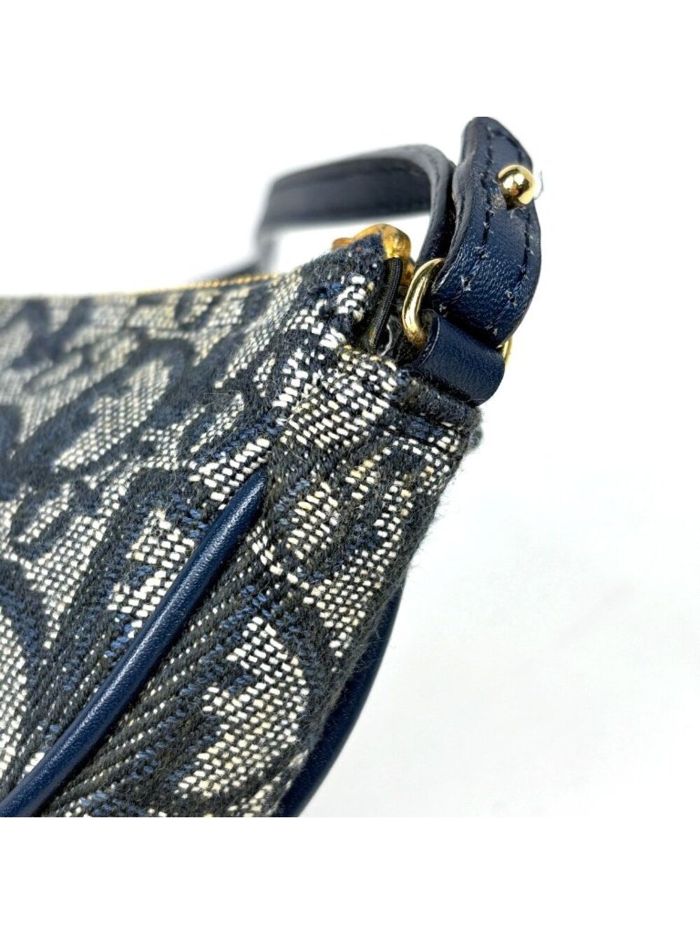 Dior Trotter Pattern Saddle Bag Canvas Navy - Picture 6 of 9